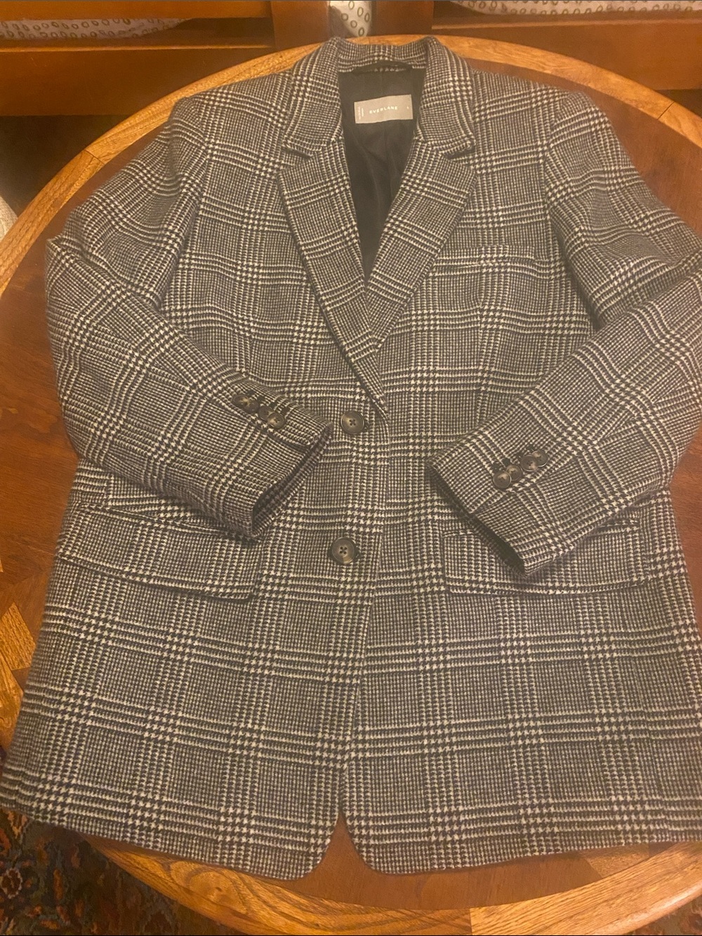 Everlane Black and White Glen Plaid Blazer 6